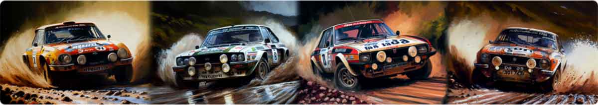 Montage of rally cars