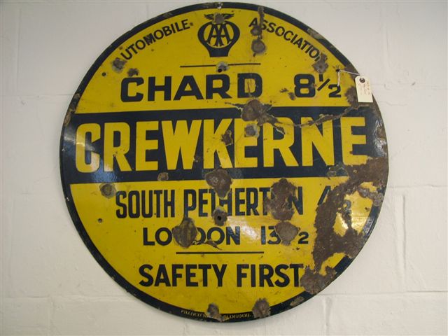 
	An original 1930,s AA enamel sign in original unrestored condition.These signs were taken down in 1939  due to the real fear of imminent invasion.
