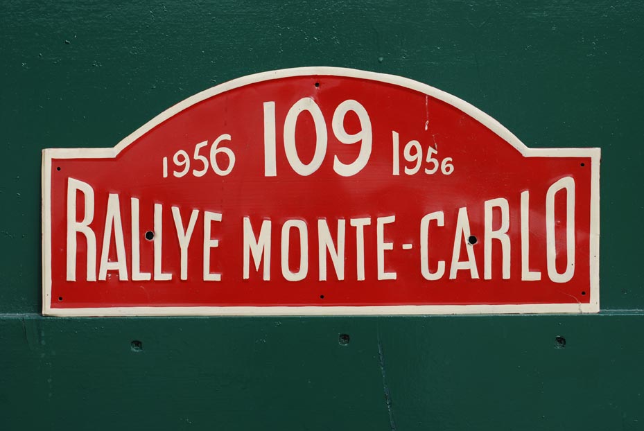This Monte Carlo Rally plate is in lovely original condition. It was driven to class second by the well-known Belgian driver Gilberte Thirion and her co-driver, Lise Renaud. Gilberte won the Tour of C