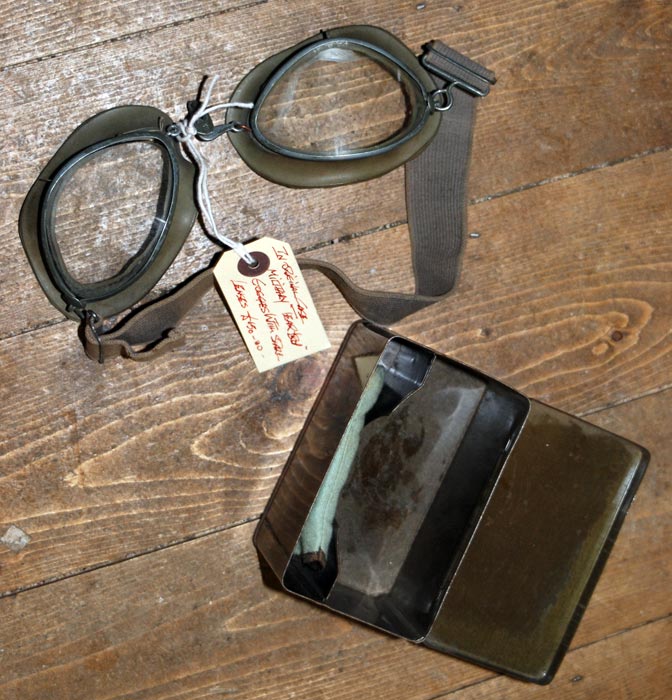 WW2 German flying goggles for sale. With original case and spare lenses
